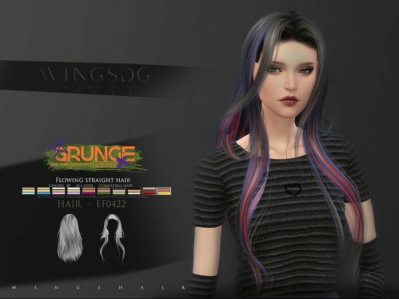 Wings-Ef0422-Flowing Straight Hair By Wingssims 1 Wings-Ef0422-Flowing Straight Hair By Wingssims Sims 4 CC