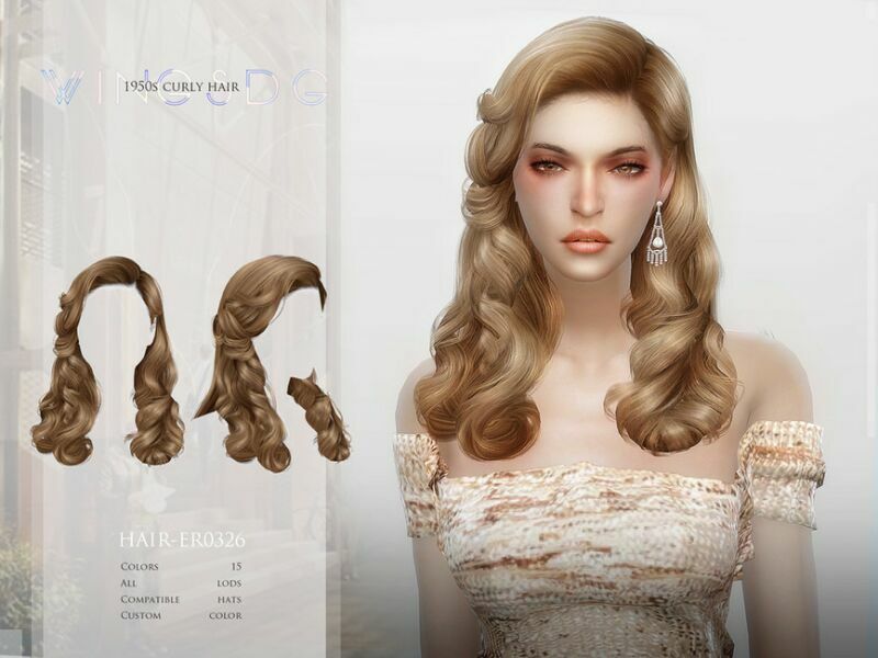 Wings-Er0326-1950S Curly Hair By Wingssims 1 Wings-Er0326-1950S Curly Hair By Wingssims Sims 4 CC