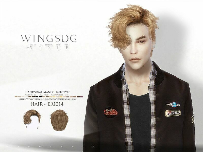 Wings-Er1214-Handsome Manly Hairstyle By Wingssims 1 Wings-Er1214-Handsome Manly Hairstyle By Wingssims Sims 4 CC