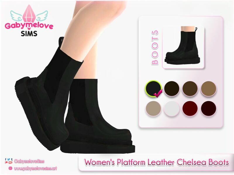 Women’S Platform Leather Chelsea Boots 1 Women’S Platform Leather Chelsea Boots Sims 4 CC