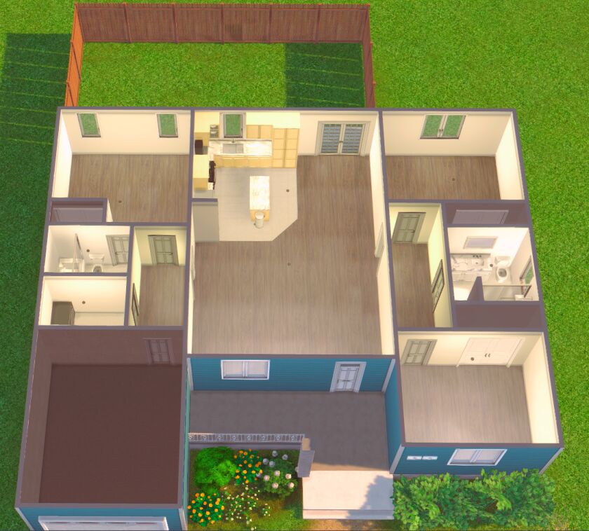 A Small Home That HAS 3 Bedroom, 2 Bathroom, A Laundry Room And A Backyard! 2 sims 4 cc a small home that has 3 bedroom 2 bathroom a 4