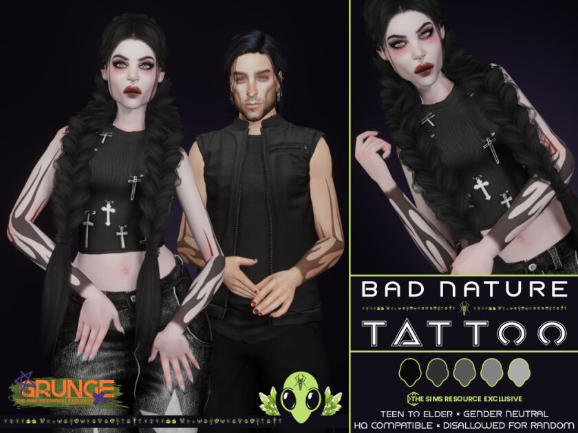 BAD Nature Tattoo - TSR Exclusive 1 BAD Nature Tattoo – TSR Exclusive Sims 4 CC