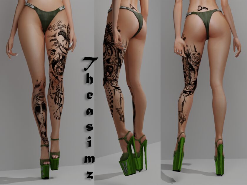 Beatrice LEG Tattoo N12 1 Beatrice LEG Tattoo N12 Sims 4 CC