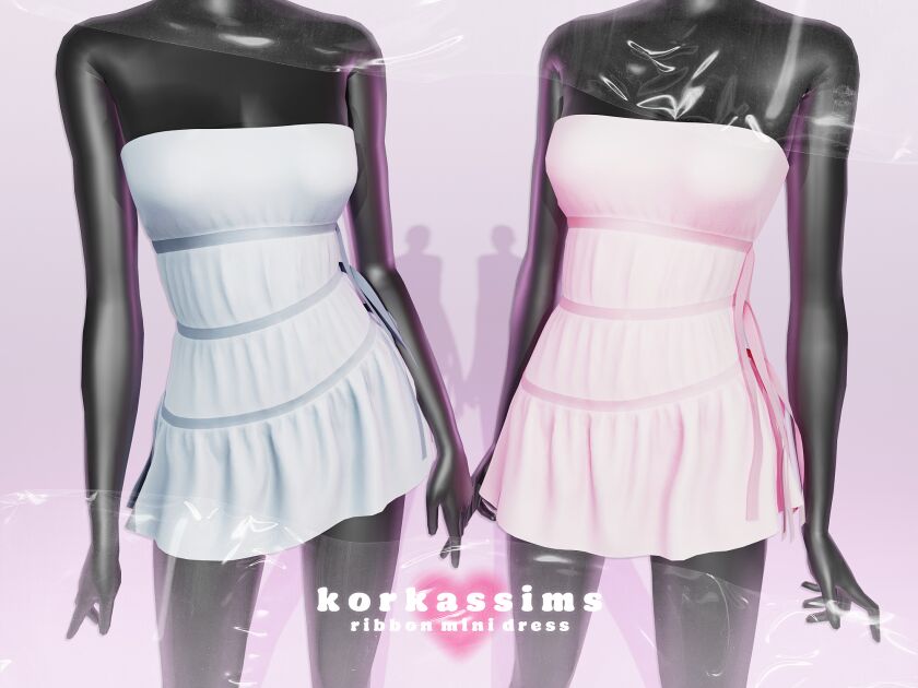 ♡ Ribbon Mini Dress ♡ 1 ♡ Ribbon Mini Dress ♡ Sims 4 CC