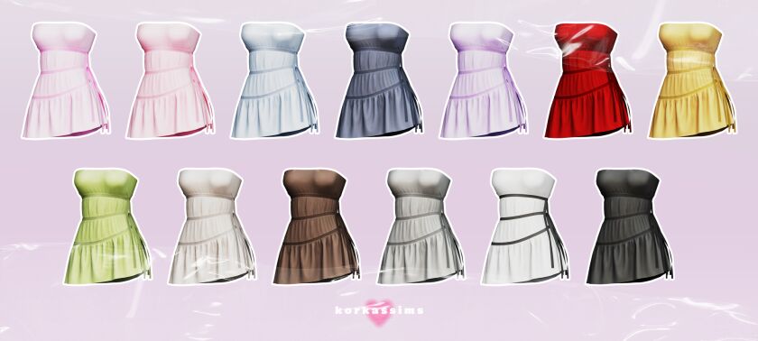 ♡ Ribbon Mini Dress ♡ 2 sims 4 cc cute ribbon top new mesh 15 swatches all 2