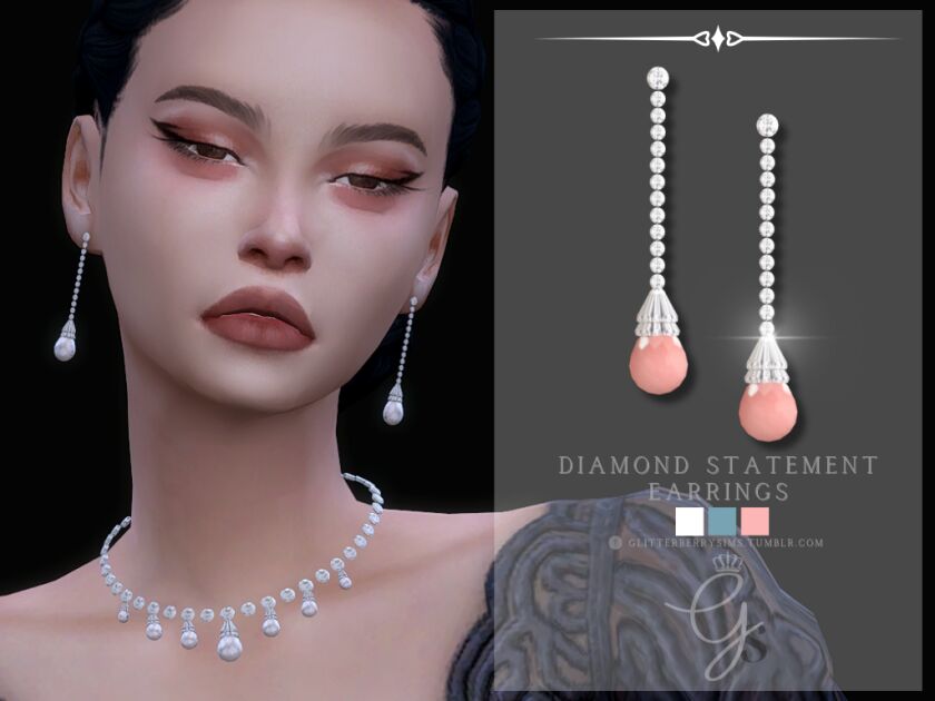 Diamond Pink Earrings 1 Diamond Pink Earrings Sims 4 CC