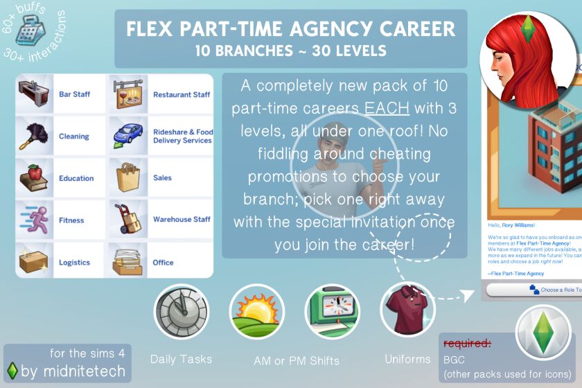 Flex Part-Time Agency Career Pack 1 Flex Part-Time Agency Career Pack Sims 4 CC