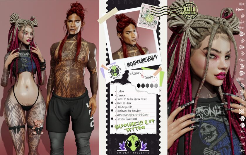 Gasoline V3 - V4 Tattoo 1 Gasoline V3 – V4 Tattoo Sims 4 CC