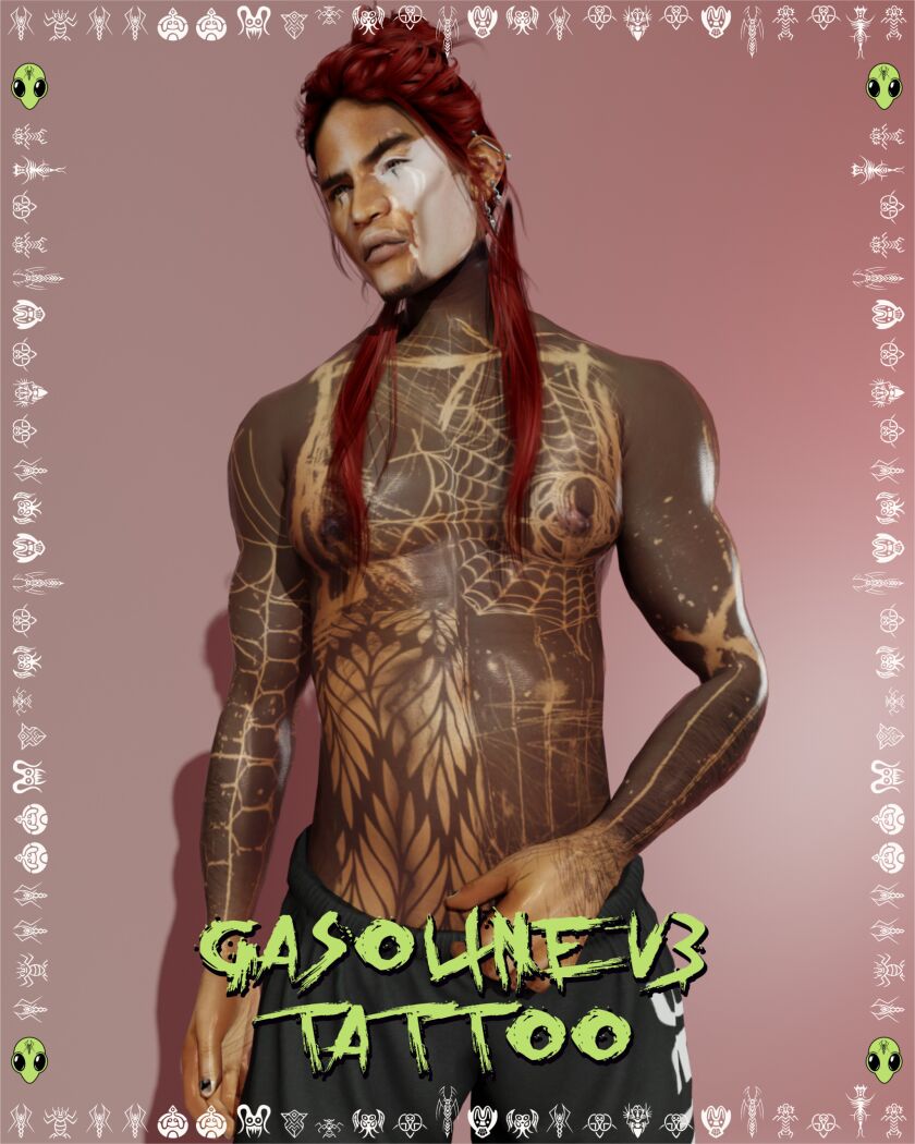 Gasoline V3 - V4 Tattoo 3 sims 4 cc gasoline v3 v4 tattoo 3