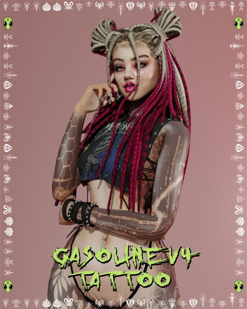 Gasoline V3 - V4 Tattoo 4 sims 4 cc gasoline v3 v4 tattoo 4