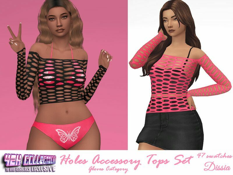 Holes Accessory Tops SET By Dissia 1 Holes Accessory Tops SET By Dissia Sims 4 CC