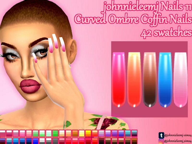 Johnnieleemj Nails 11 (Curved Ombre Coffin Nails) By Johnnieleemj 1 Johnnieleemj Nails 11 (Curved Ombre Coffin Nails) By Johnnieleemj Sims 4 CC