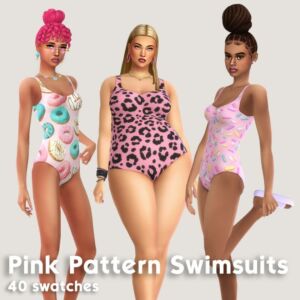 Pink Pattern Swimsuits Sims 4 CC