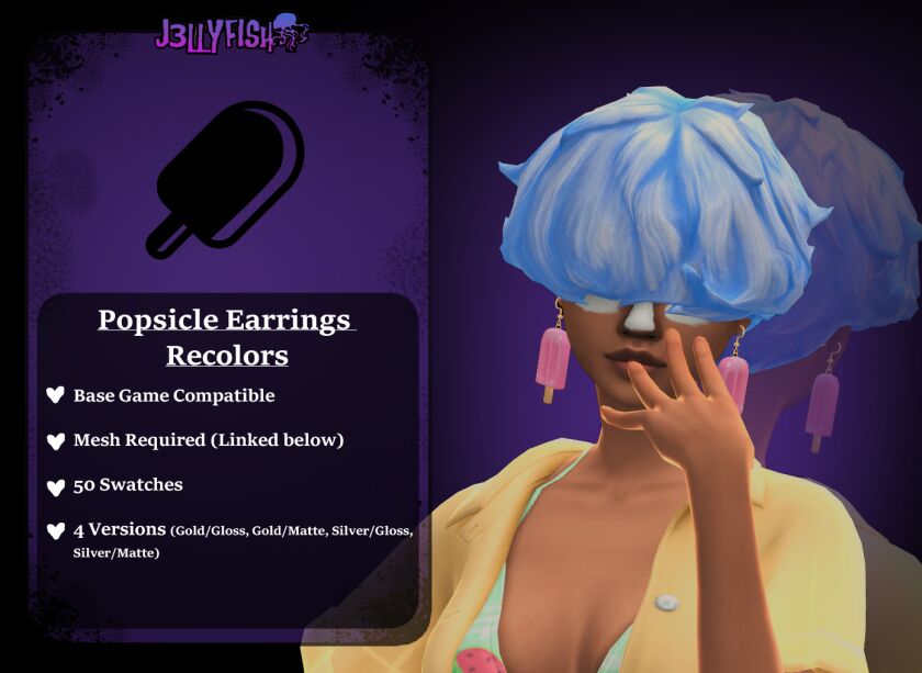 Popsicle Earrings Recolors 🍧🎀 1 Popsicle Earrings Recolors 🍧🎀 Sims 4 CC