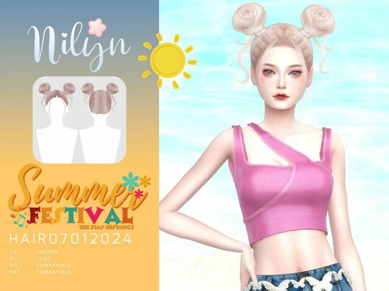 Summer Festival July012024 Hair By Nilyn 1 Summer Festival July012024 Hair By Nilyn Sims 4 CC