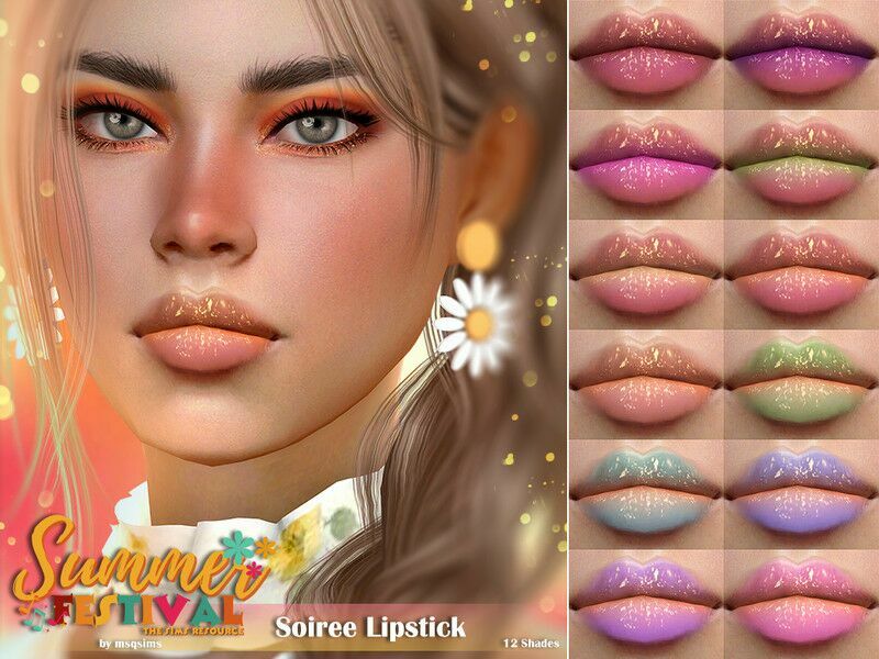 Summer Festival – Soiree Vibrant Lipstick By Msqsims 1 Summer Festival – Soiree Vibrant Lipstick By Msqsims Sims 4 CC