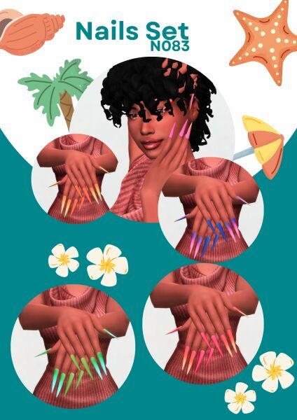 Summer Nails SET N083 2 sims 4 cc summer nails set n083 2