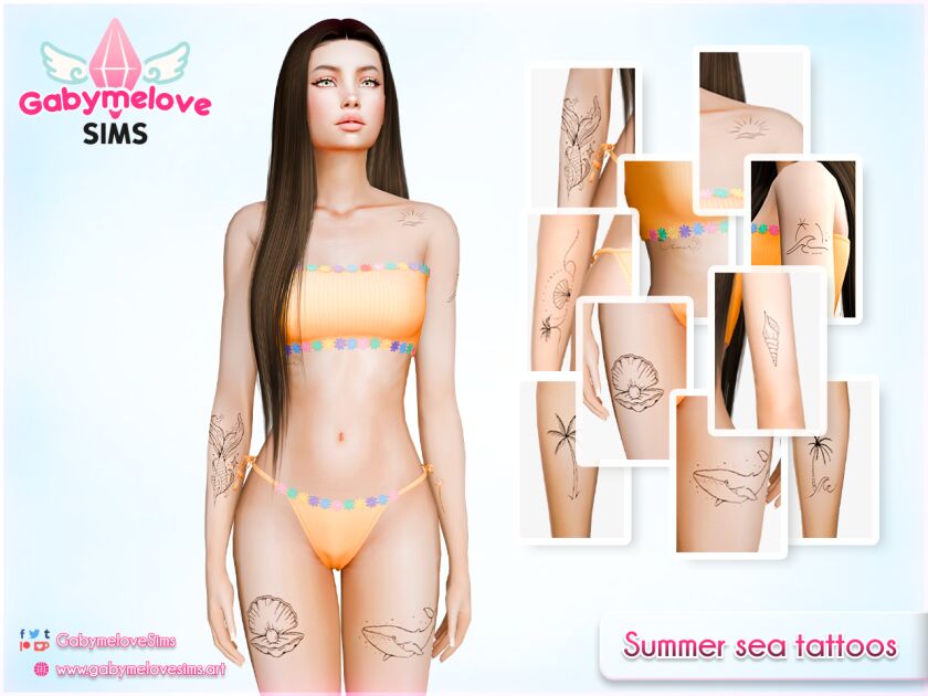 Summer SEA Tattoos 1 Summer SEA Tattoos Sims 4 CC