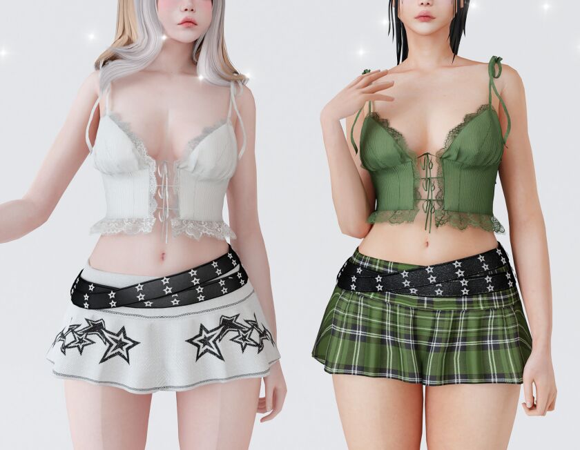 Susie top/ Star girl skirt 1 Susie top/ Star girl skirt Sims 4 CC