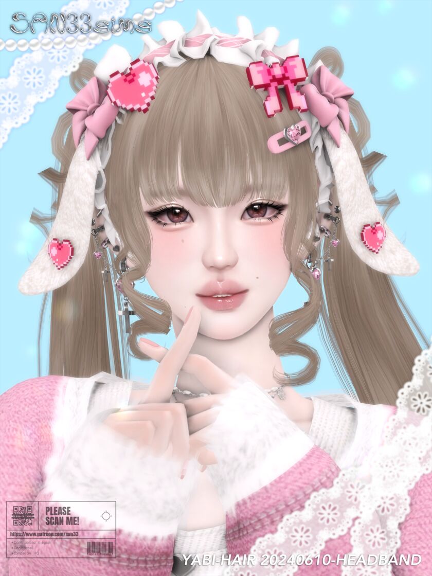 🖤【333】YABI-HAIR 20240610-Headband 2 sims 4 cc will public onjuly 07 2024 2