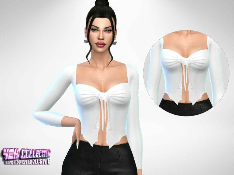 Y2K – White TOP By Puresim 1 Y2K – White TOP By Puresim Sims 4 CC