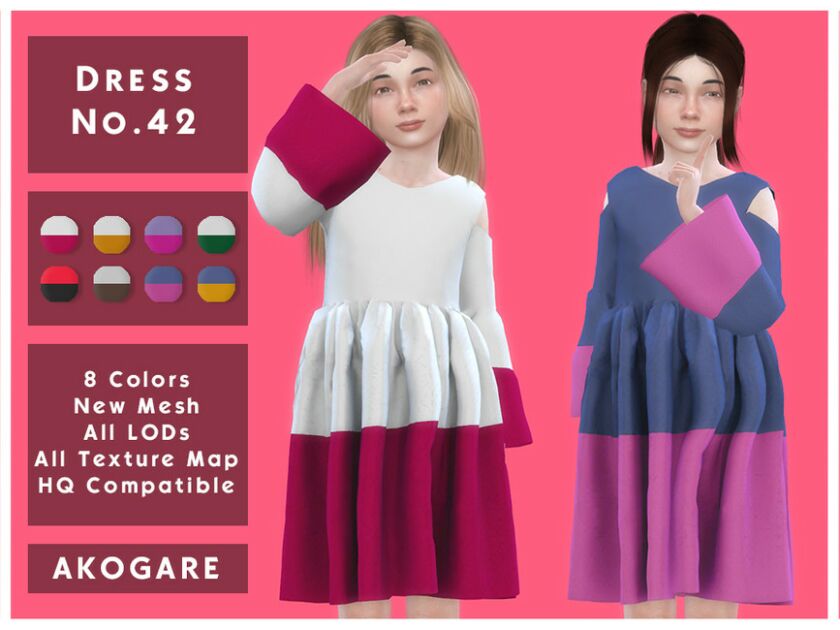 Akogare Dress NO.42 By _Akogare_ 1 Akogare Dress NO.42 By _Akogare_ Sims 4 CC