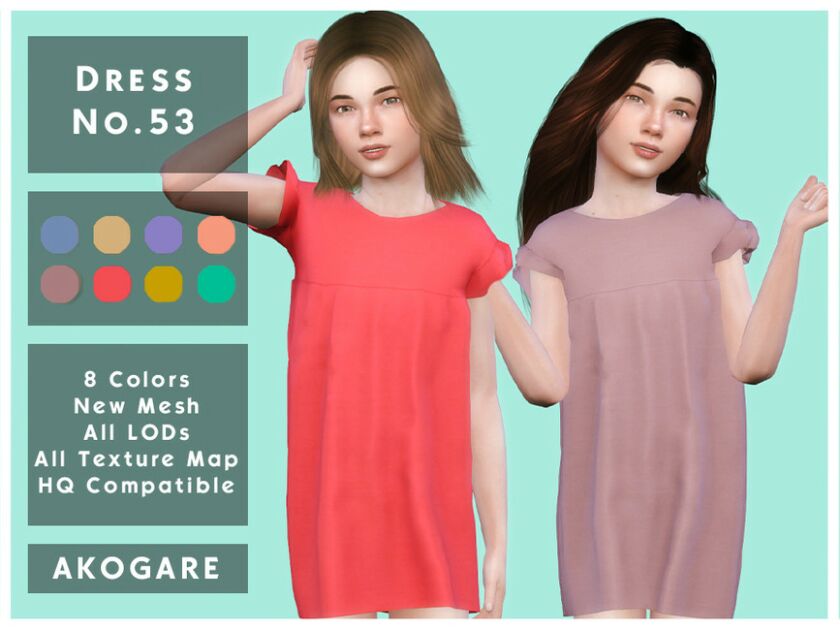 Akogare Dress NO.53 By _Akogare_ 1 Akogare Dress NO.53 By _Akogare_ Sims 4 CC