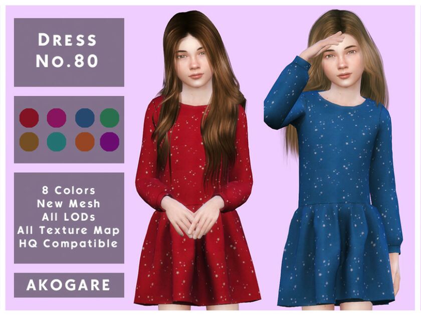 Akogare Dress NO.80 By _Akogare_ 1 Akogare Dress NO.80 By _Akogare_ Sims 4 CC