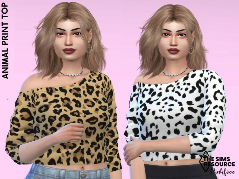 Animal Print TOP By Pinkfizzzzz 1 Animal Print TOP By Pinkfizzzzz Sims 4 CC