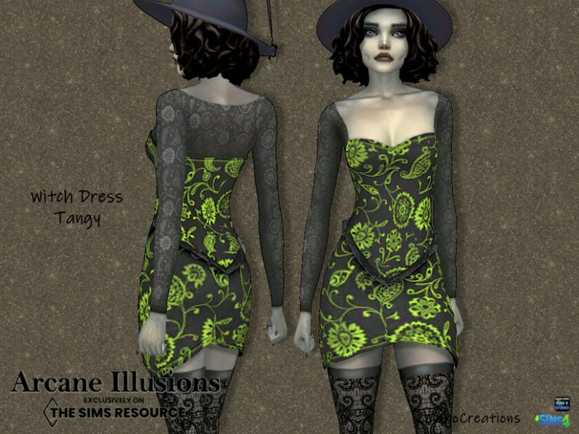 Arcane Illusions – Witch Dress Tangy By Mahocreations 1 Arcane Illusions – Witch Dress Tangy By Mahocreations Sims 4 CC