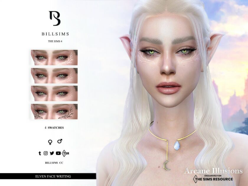 Arcane Illussions – Elven Face Writing 1 Arcane Illussions – Elven Face Writing Sims 4 CC