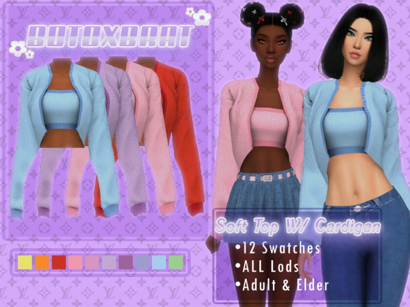 Soft TOP W/ Cardigan 1 Soft TOP W/ Cardigan Sims 4 CC