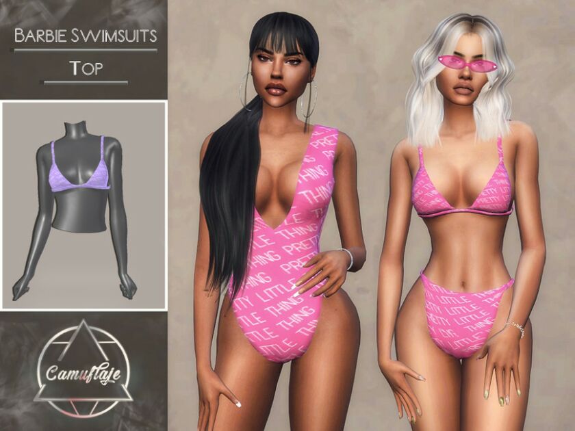 Barbie Swimsuits – TOP By Camuflaje 1 Barbie Swimsuits – TOP By Camuflaje Sims 4 CC