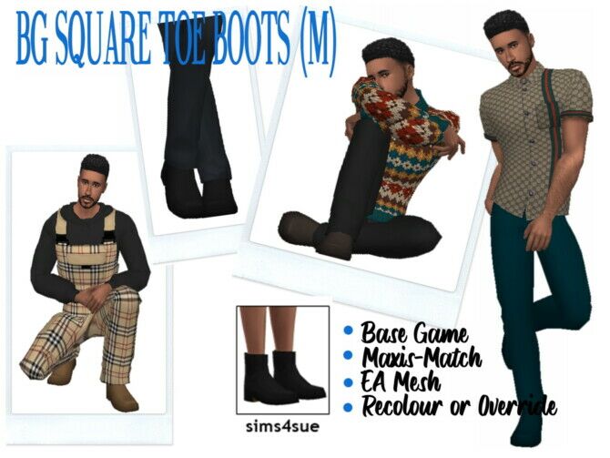 BG Square TOE Boots (M) 1 BG Square TOE Boots (M) Sims 4 CC