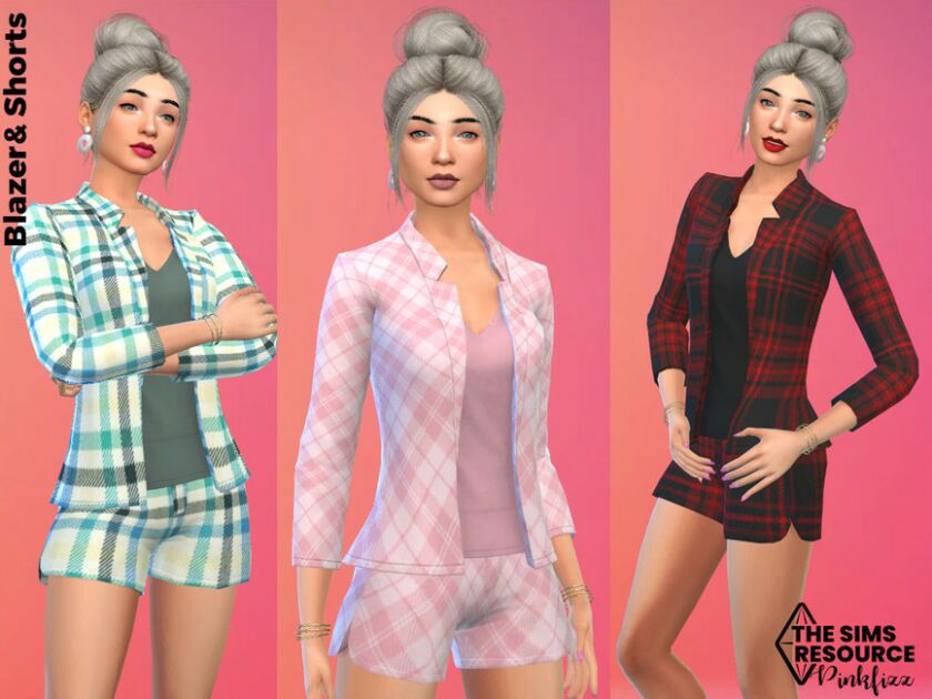 Blazer & Shorts SET By Pinkfizzzzz 1 Blazer & Shorts SET By Pinkfizzzzz Sims 4 CC