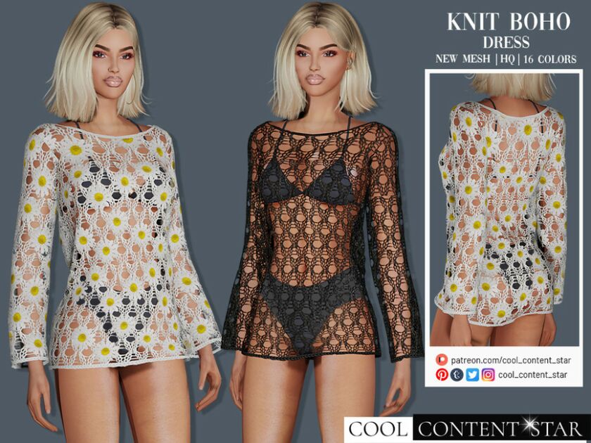Boho Knit Dress *Accesory Category* (Patreon) 1 Boho Knit Dress *Accesory Category* (Patreon) Sims 4 CC