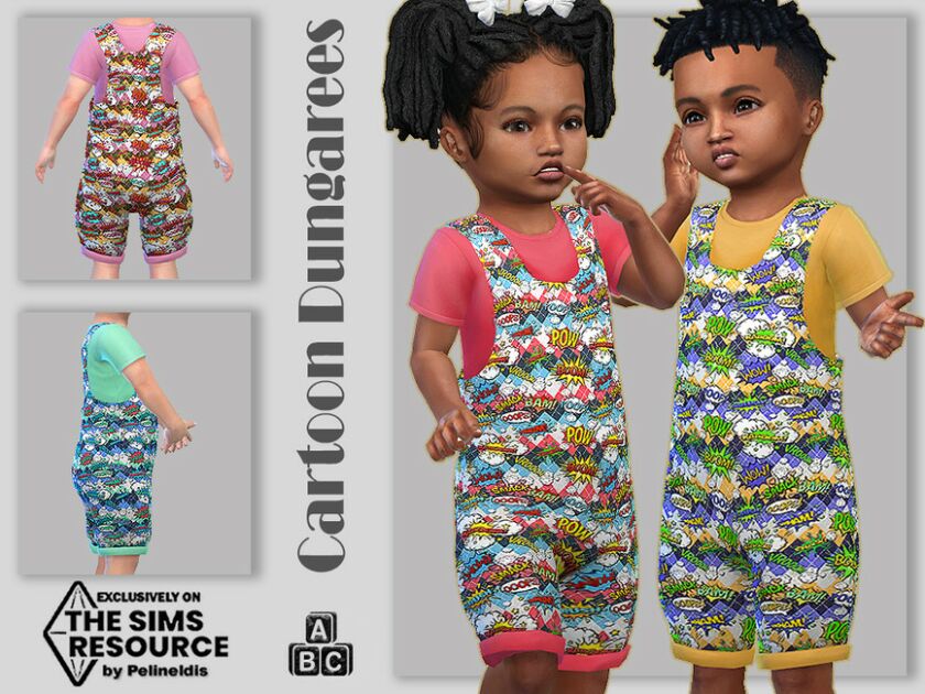 Cartoon Dungarees – Needs SP Toddler By Pelineldis 1 Cartoon Dungarees – Needs SP Toddler By Pelineldis Sims 4 CC