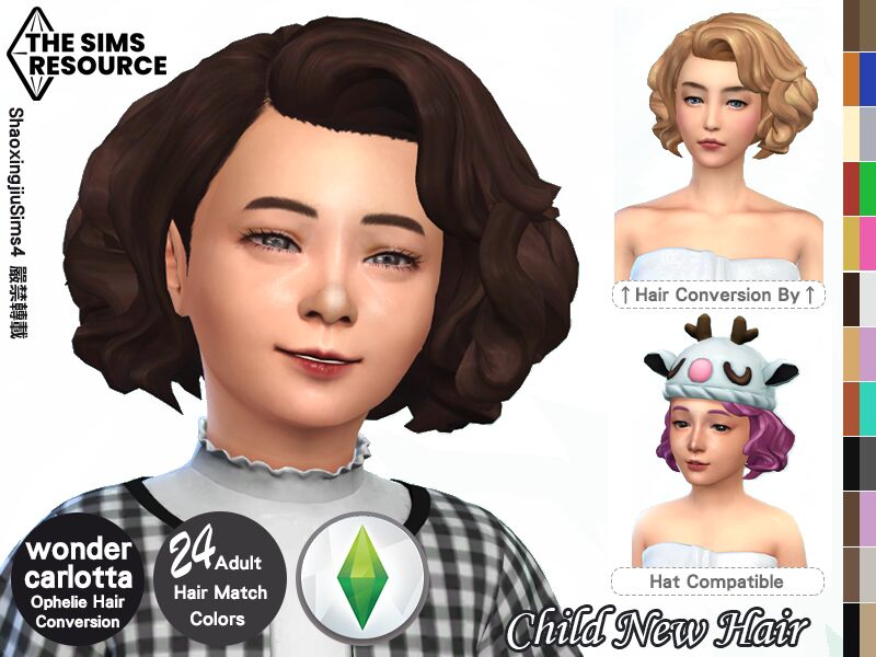 Child Ophelie Hair 24 Colors By Jeisse197 1 Child Ophelie Hair 24 Colors By Jeisse197 Sims 4 CC
