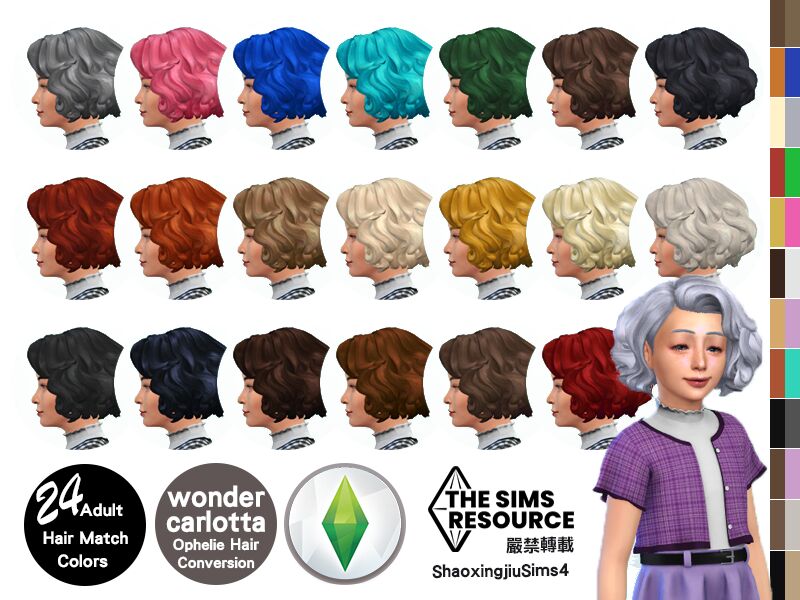 Child Ophelie Hair 24 Colors By Jeisse197 2 sims 4 cc child ophelie hair 24 colors by jeisse197 2
