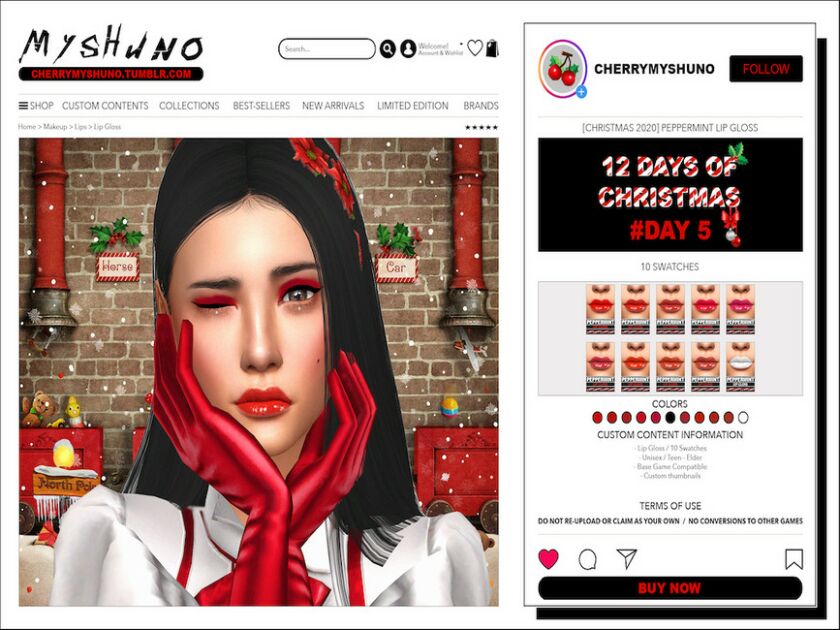 Christmas 2020 – Peppermint LIP Gloss By Cherrymyshuno 1 Christmas 2020 – Peppermint LIP Gloss By Cherrymyshuno Sims 4 CC