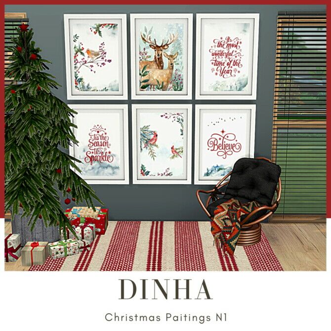 Christmas Paintings N1 & N2 1 Christmas Paintings N1 & N2 Sims 4 CC