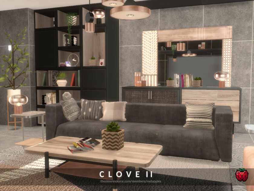 Clove – Living Room By Melapples Sims 4 CC