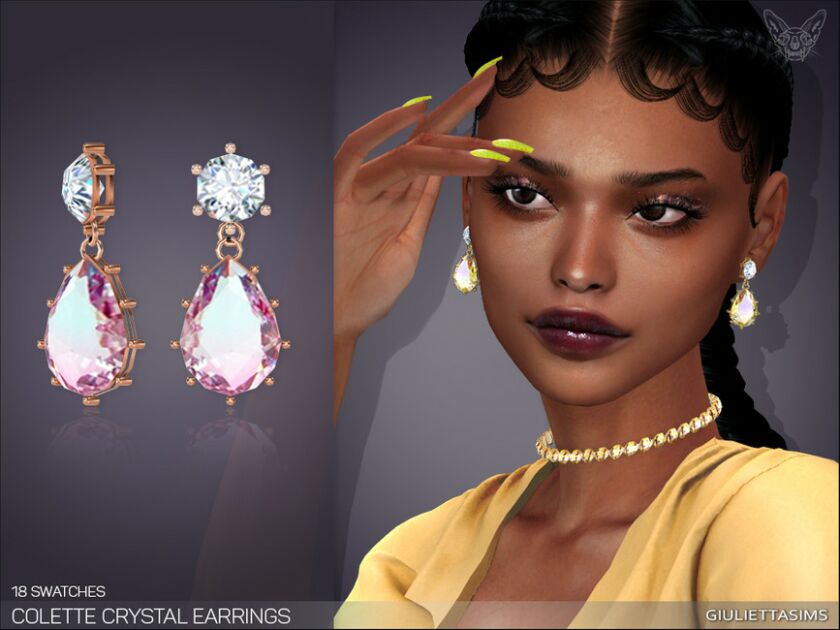 Colette Crystal Earrings By Feyona 1 Colette Crystal Earrings By Feyona Sims 4 CC
