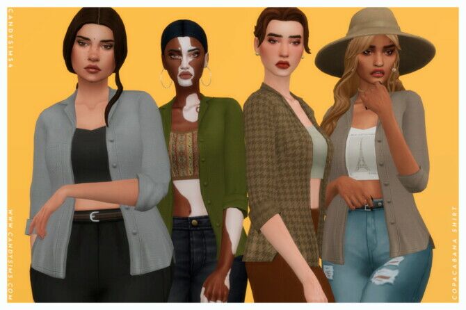 Copacabana Denim Shirt With A Cropped Tank TOP 1 Copacabana Denim Shirt With A Cropped Tank TOP Sims 4 CC