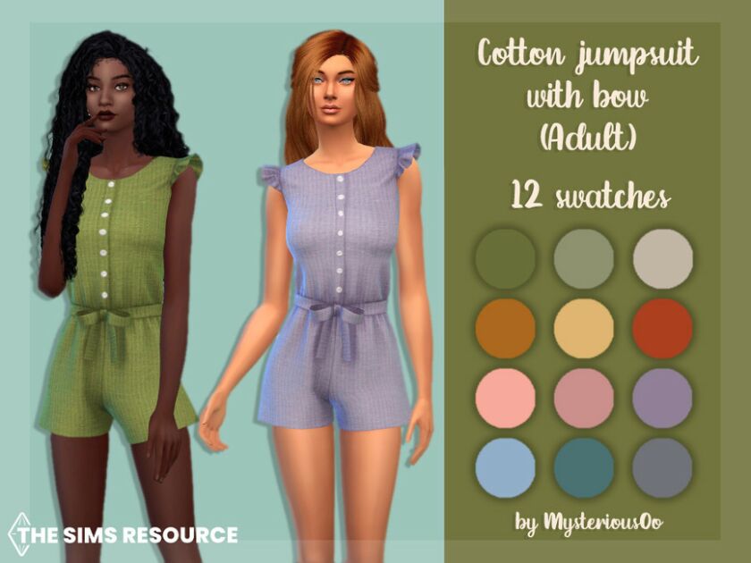 Cotton Jumpsuit With BOW Adult By Mysteriousoo 1 Cotton Jumpsuit With BOW Adult By Mysteriousoo Sims 4 CC