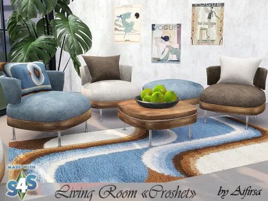 Croshet Living Room By Aifirsa 1 Croshet Living Room By Aifirsa Sims 4 CC