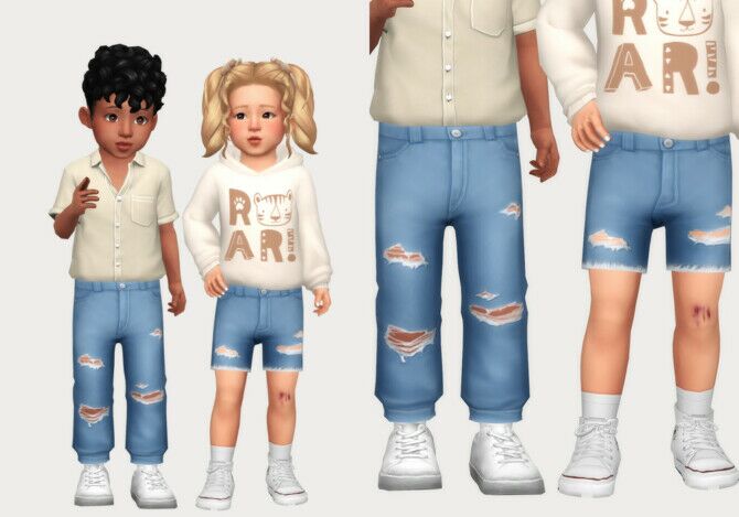 Destroyed Jeans & Distressed Shorts By Casteru 1 Destroyed Jeans & Distressed Shorts By Casteru Sims 4 CC