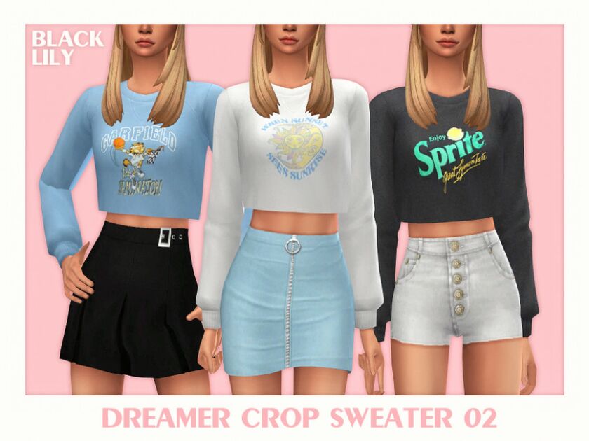 Dreamer Crop Sweater 02 1 Dreamer Crop Sweater 02 Sims 4 CC