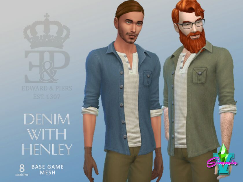 Edward & Piers Denim With Henley By Simmiev 1 Edward & Piers Denim With Henley By Simmiev Sims 4 CC