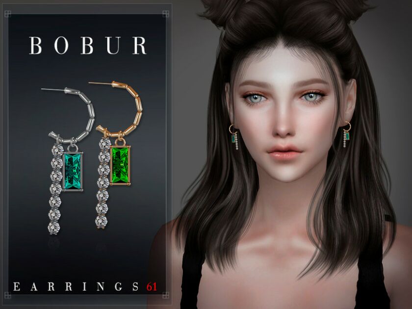 Emerald Diamond Earrings By Bobur3 1 Emerald Diamond Earrings By Bobur3 Sims 4 CC